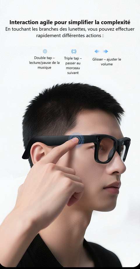 Lunettes Connectées AI avec Caméra 8MP & Audio Bluetooth