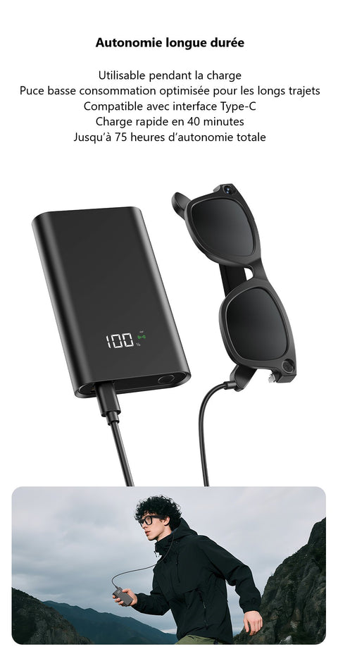 Lunettes Connectées AI avec Caméra 8MP & Audio Bluetooth